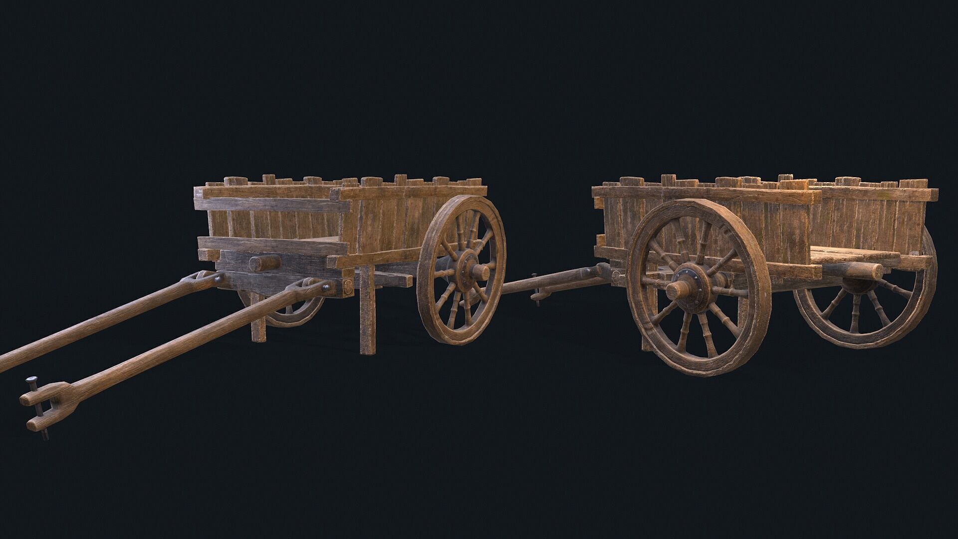 Medieval Cart 4 Low-poly 3D model_5