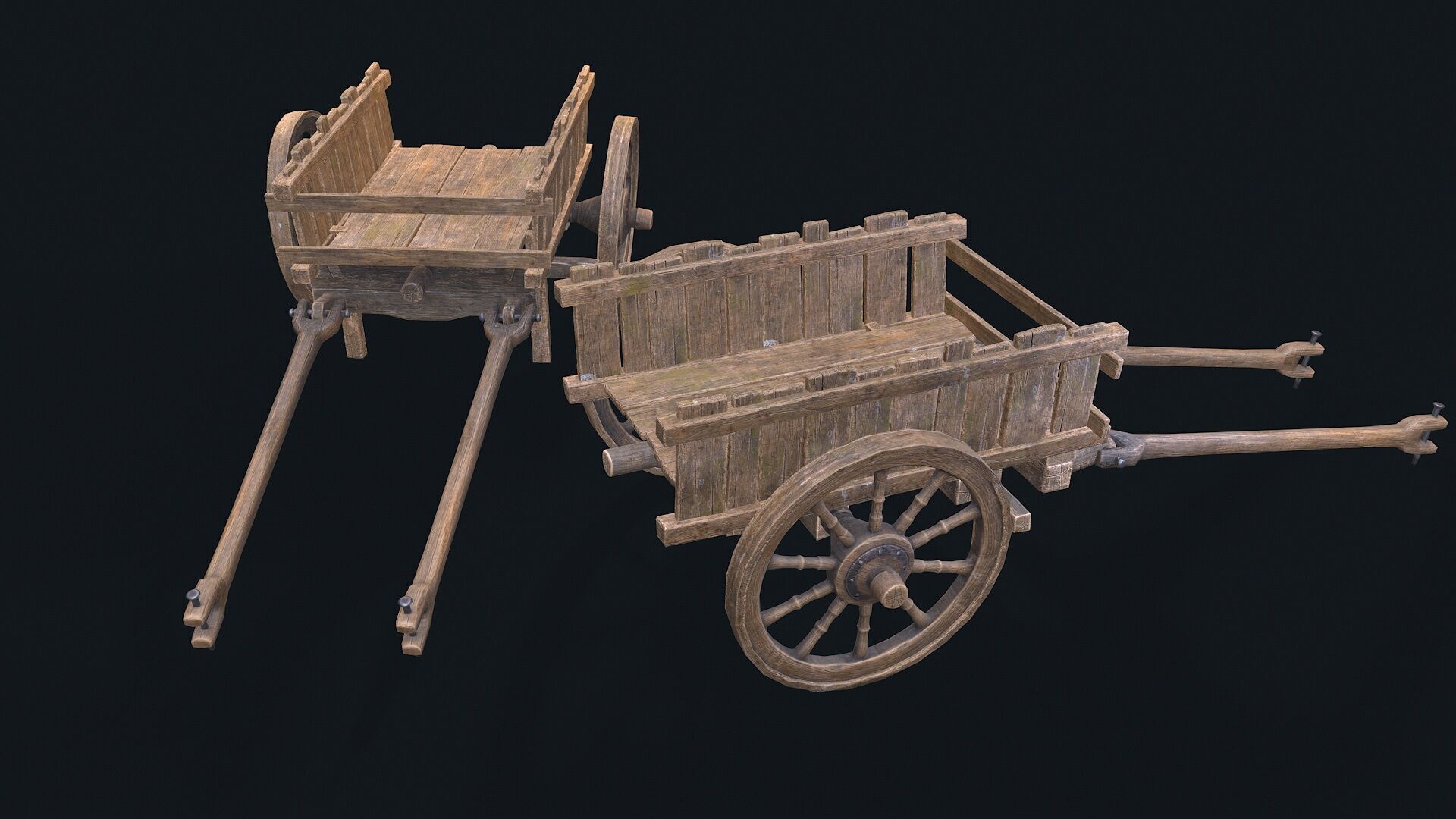 Medieval Cart 4 Low-poly 3D model_6