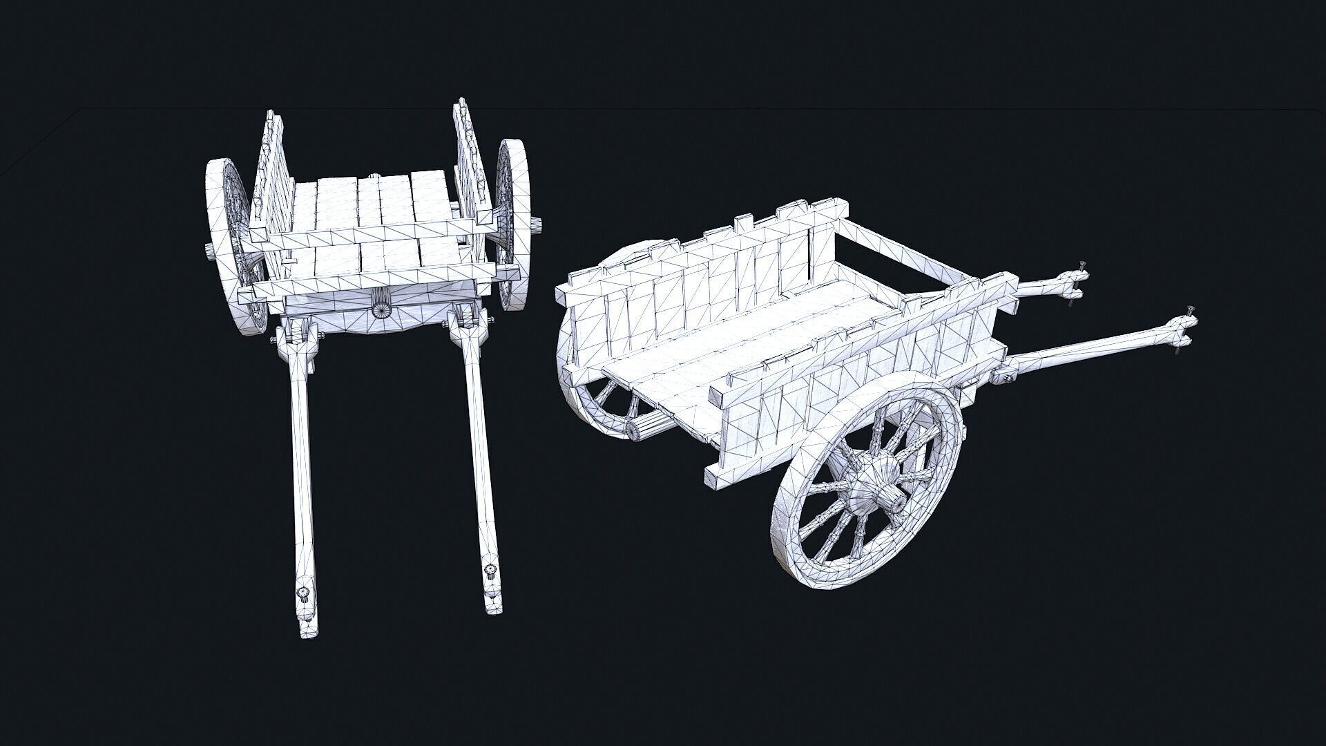 Medieval Cart 4 Low-poly 3D model_9