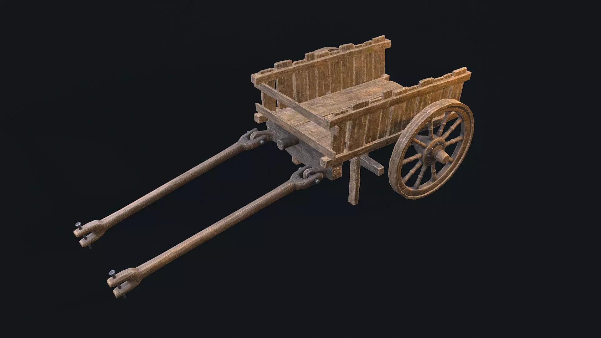Medieval Cart 4 Low-poly 3D model_0