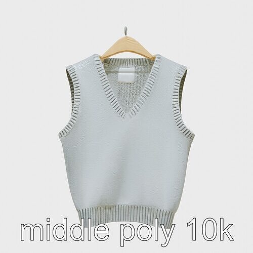 Elegant Sweater Vest with V-Neck Slim Fit Design Low-poly 3D model
