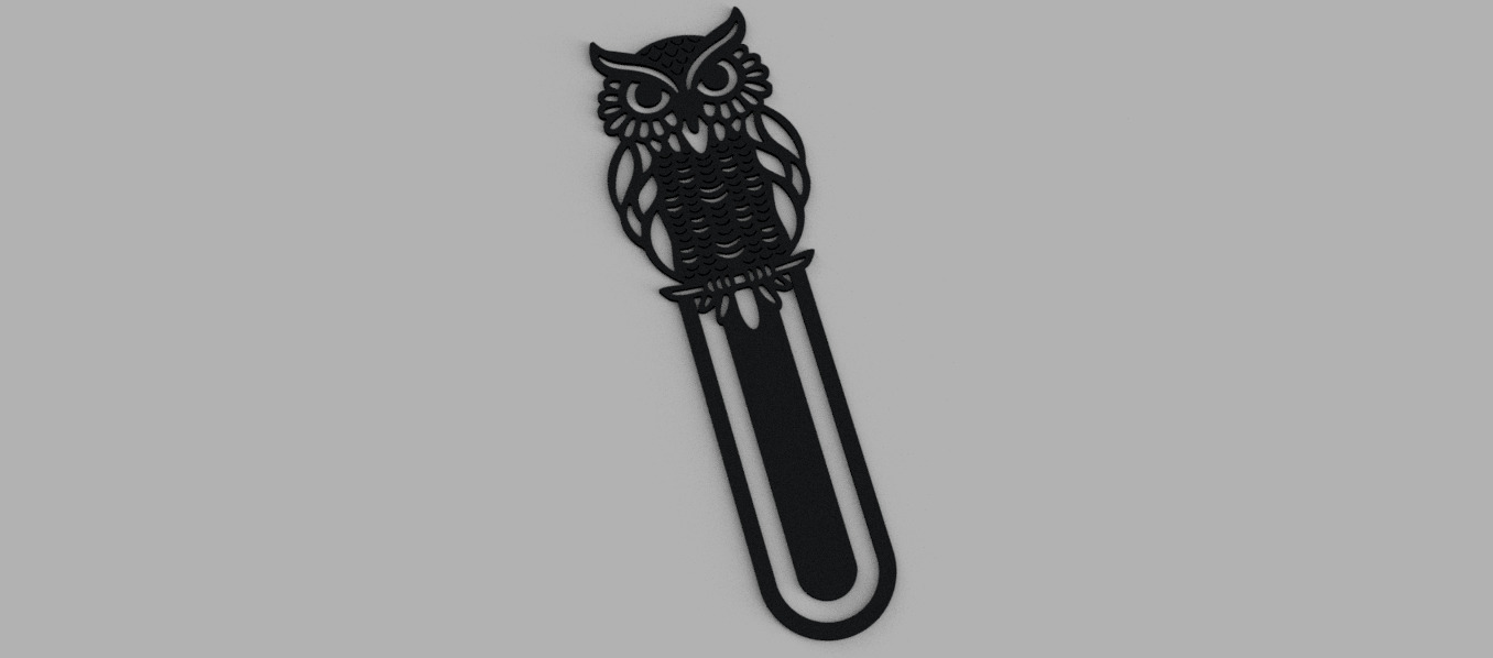 Owl on Branch Fretwork Bookmark 3D print model_2