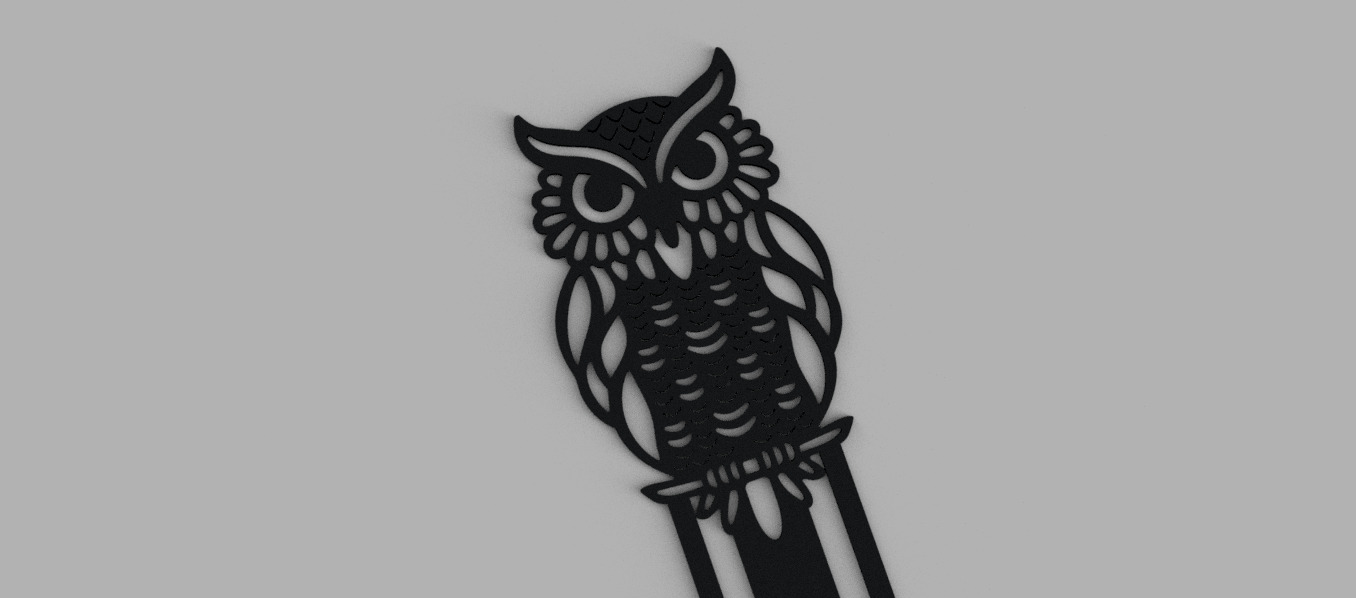 Owl on Branch Fretwork Bookmark 3D print model_1