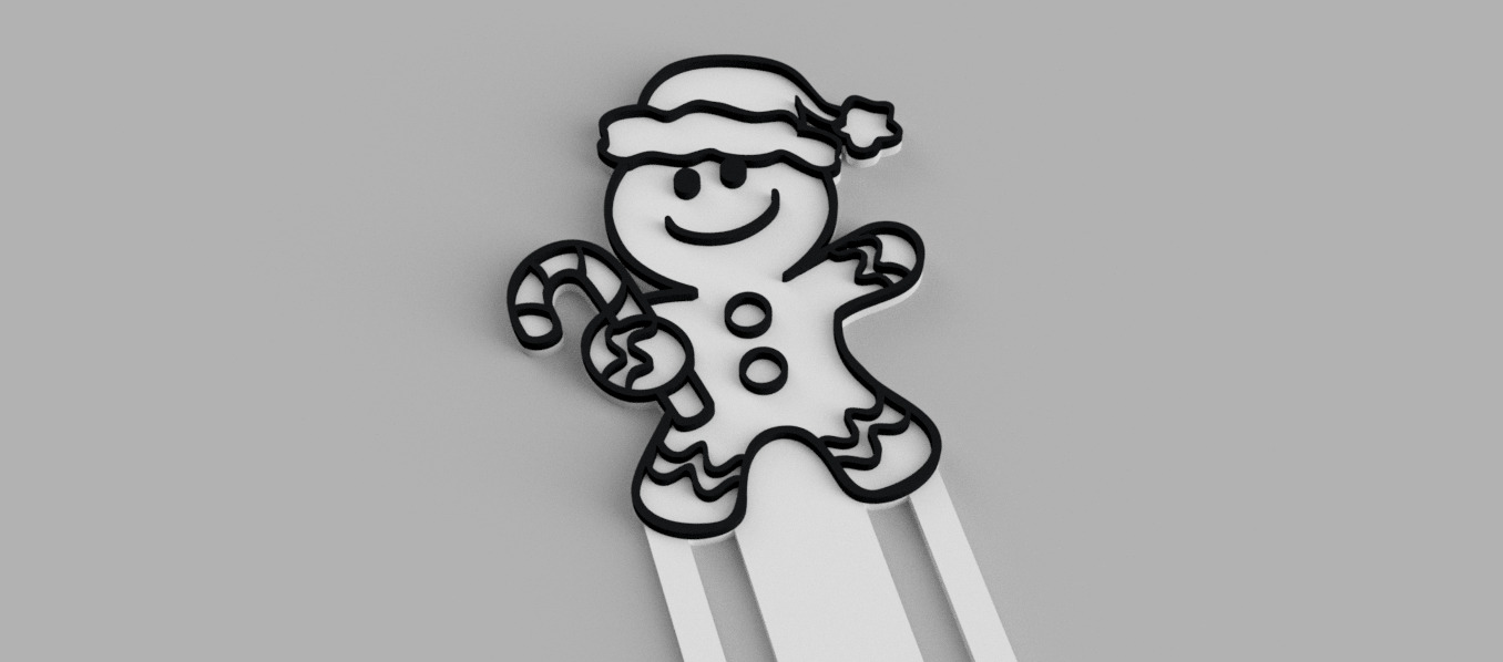 Gingerbread Man Christmas Bookmark 3D print model_1
