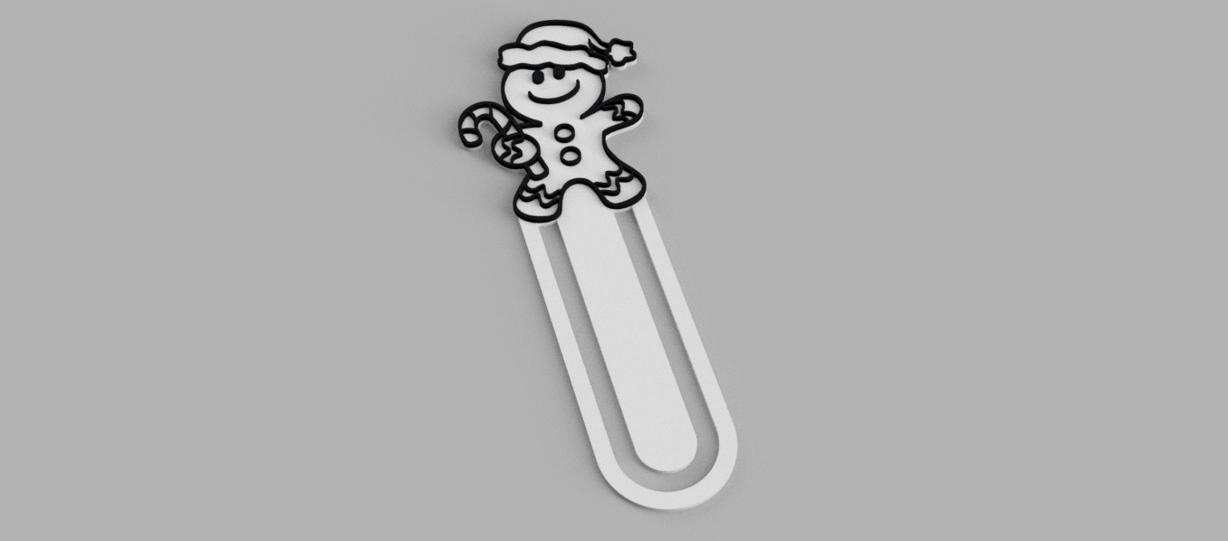 Gingerbread Man Christmas Bookmark 3D print model_2