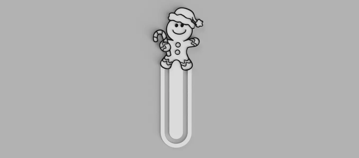 Gingerbread Man Christmas Bookmark 3D print model_0