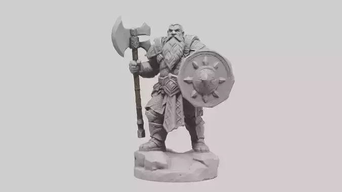 Dwarven Warrior statue model 3D model