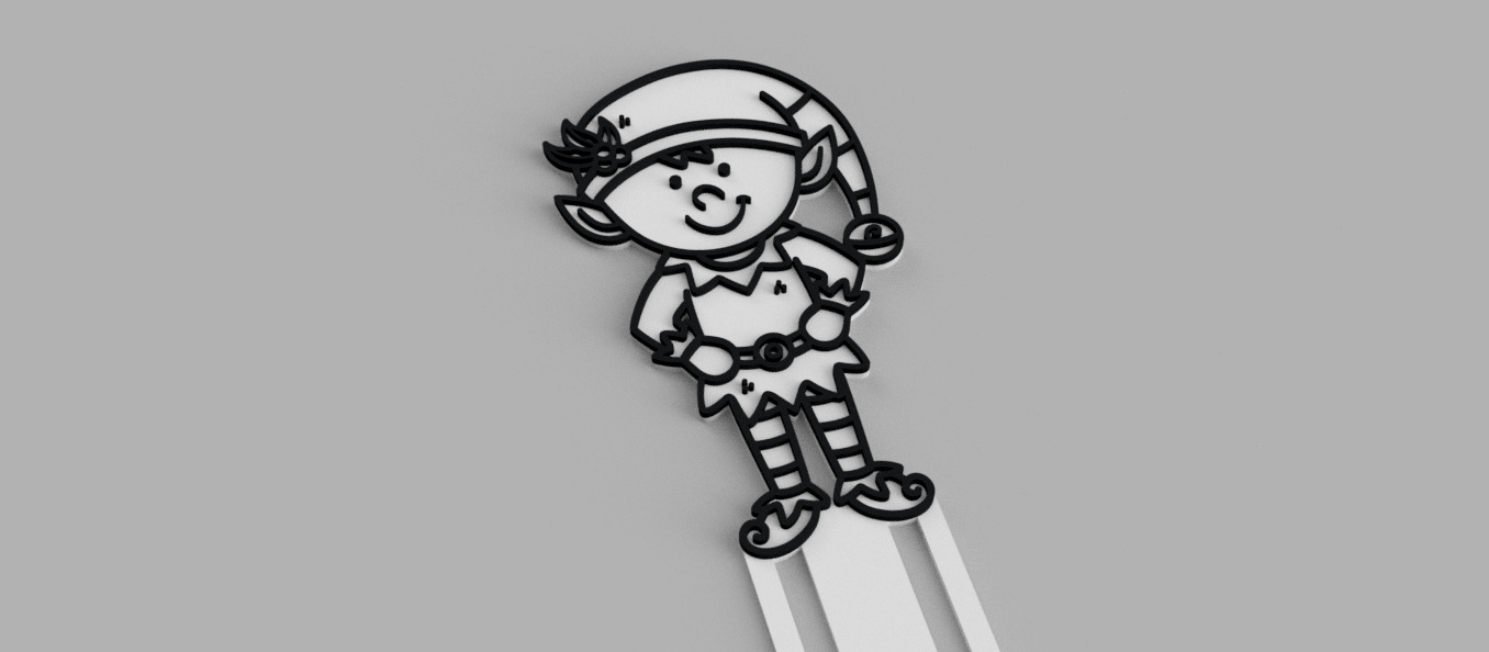 Elf Christmas Santa Claus Bookmark 3D print model_1