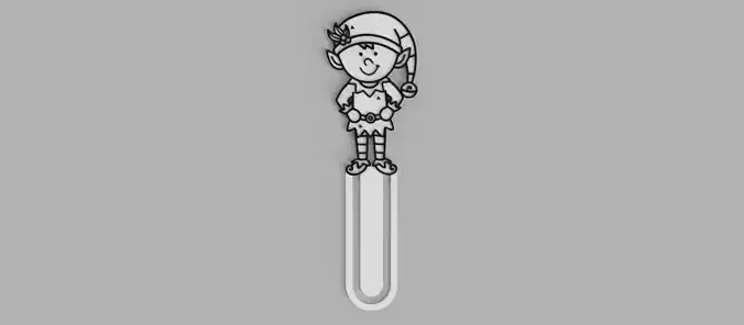 Elf Christmas Santa Claus Bookmark 3D print model
