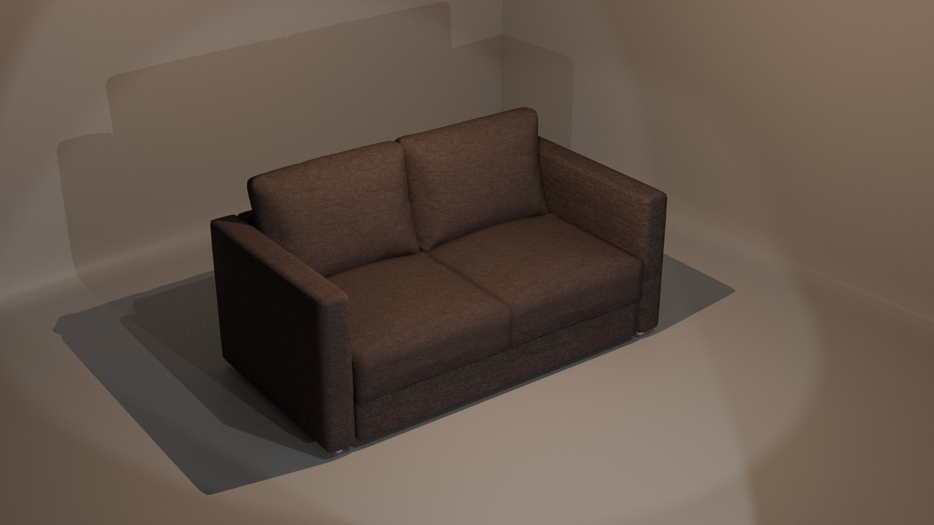 Two-Seater Sofa Low-poly 3D model_5