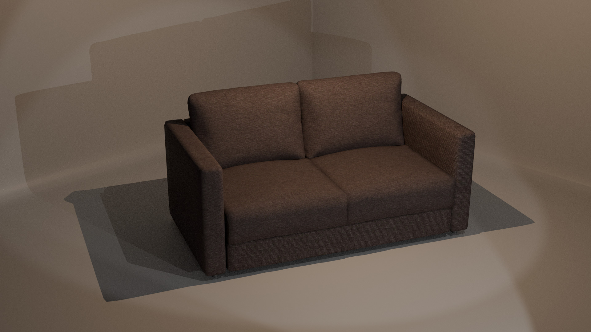 Two-Seater Sofa Low-poly 3D model_3