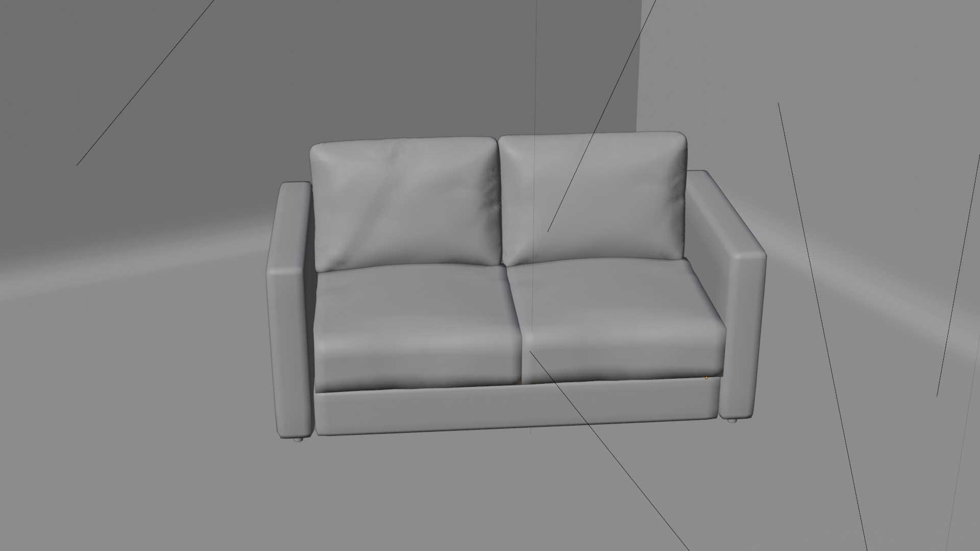 Two-Seater Sofa Low-poly 3D model_6