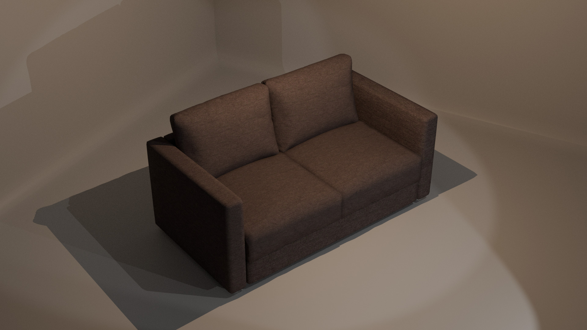 Two-Seater Sofa Low-poly 3D model_2