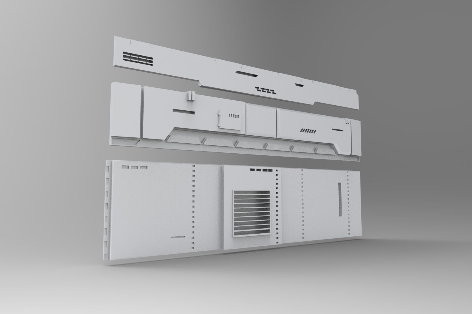 sci-fi wall architect interior kitbash 3D print model_4