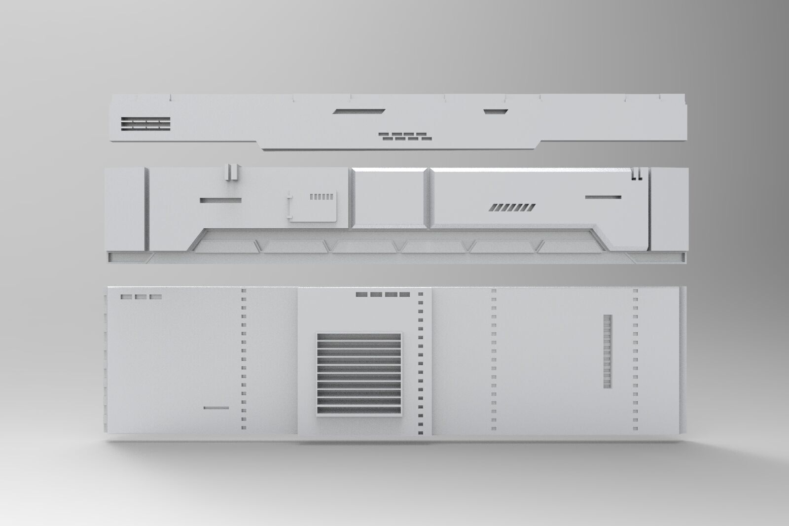 sci-fi wall architect interior kitbash 3D print model_3