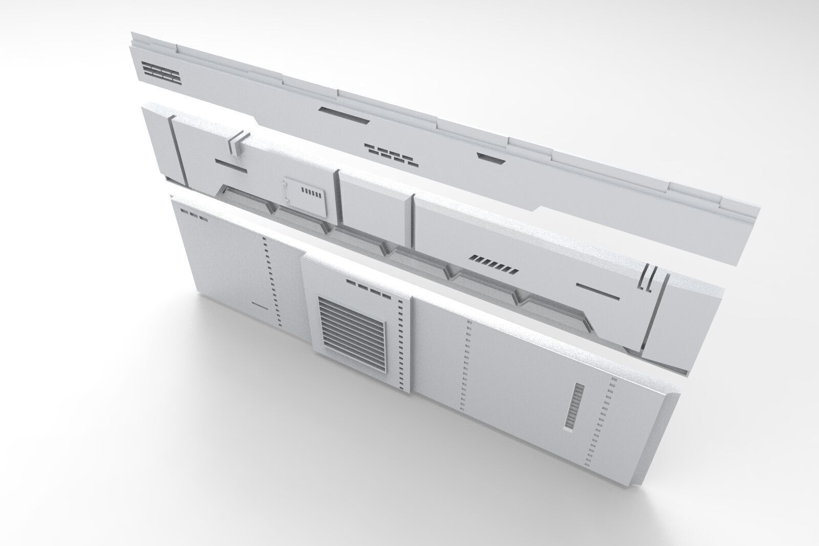 sci-fi wall architect interior kitbash 3D print model_6