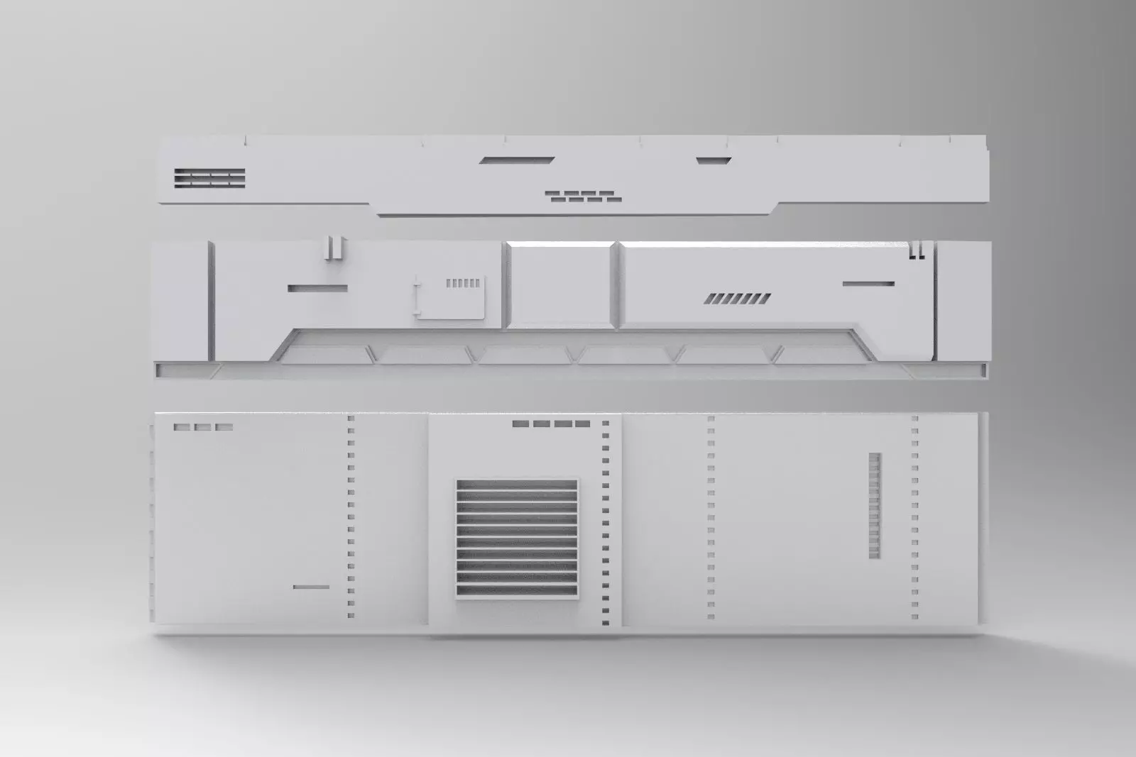 sci-fi wall architect interior kitbash 3D print model_0