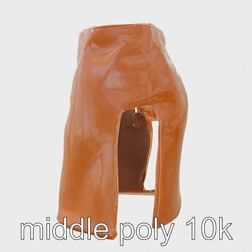 Realistic Brown Leather Knee-Length Skirt 3D Model Low-poly 3D model