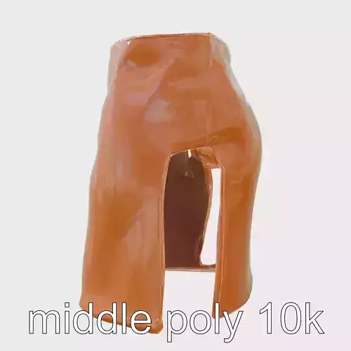 Realistic Brown Leather Knee-Length Skirt 3D Model