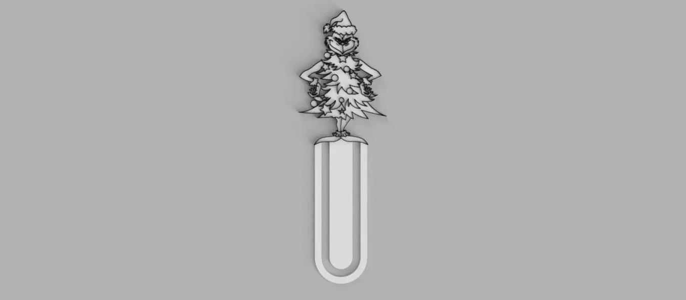 The Grinch Christmas Tree Santa Claus Bookmark 3D print model_0