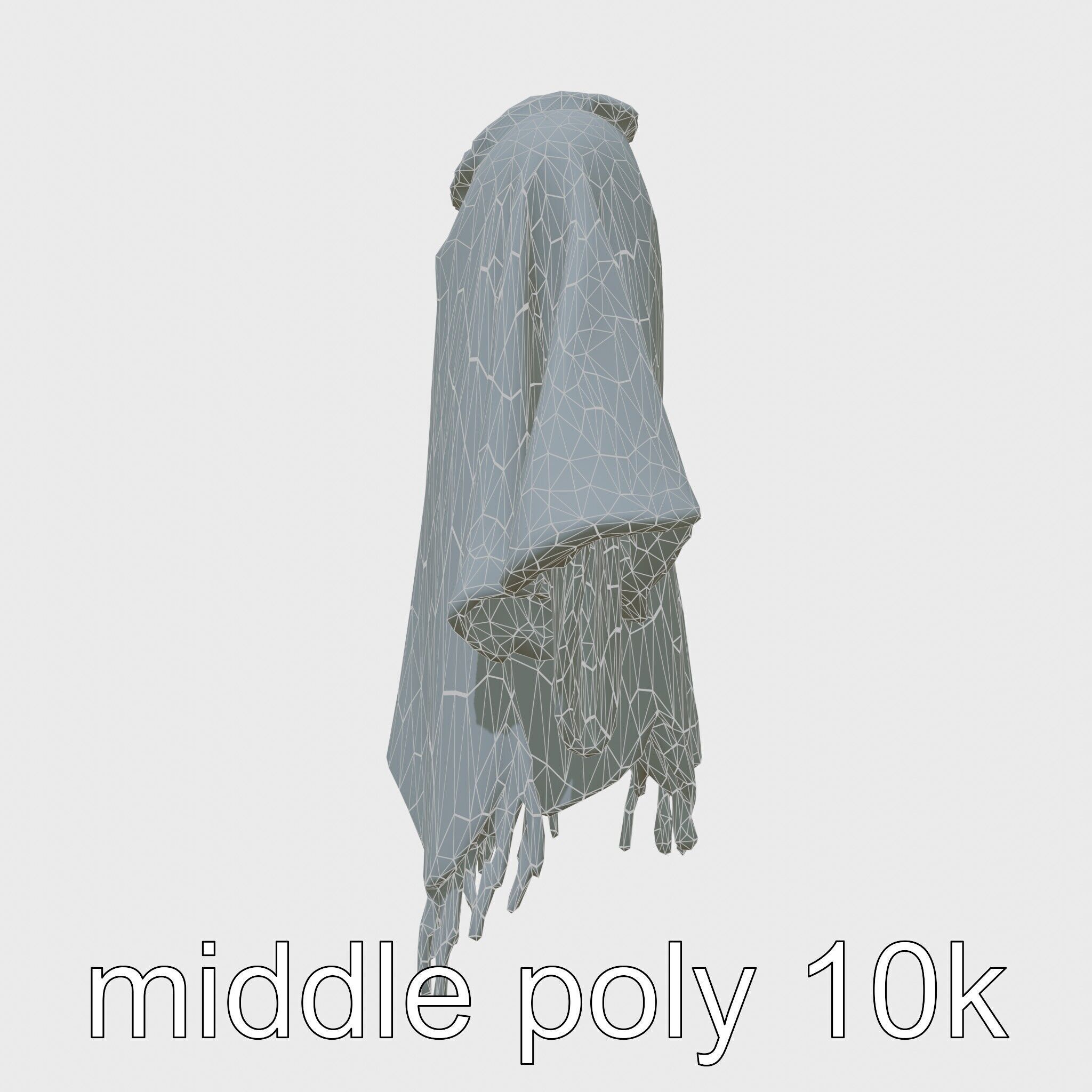 Poncho with Fringed Edges and Belt Tie Low-poly 3D model_12