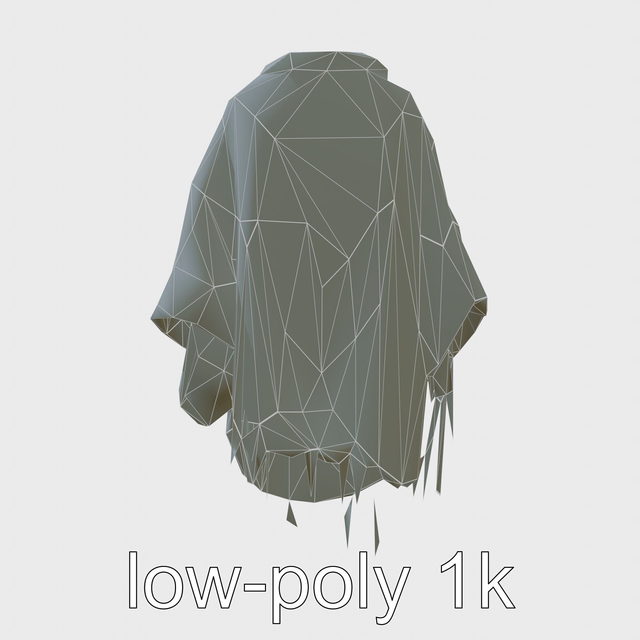 Poncho with Fringed Edges and Belt Tie Low-poly 3D model_10
