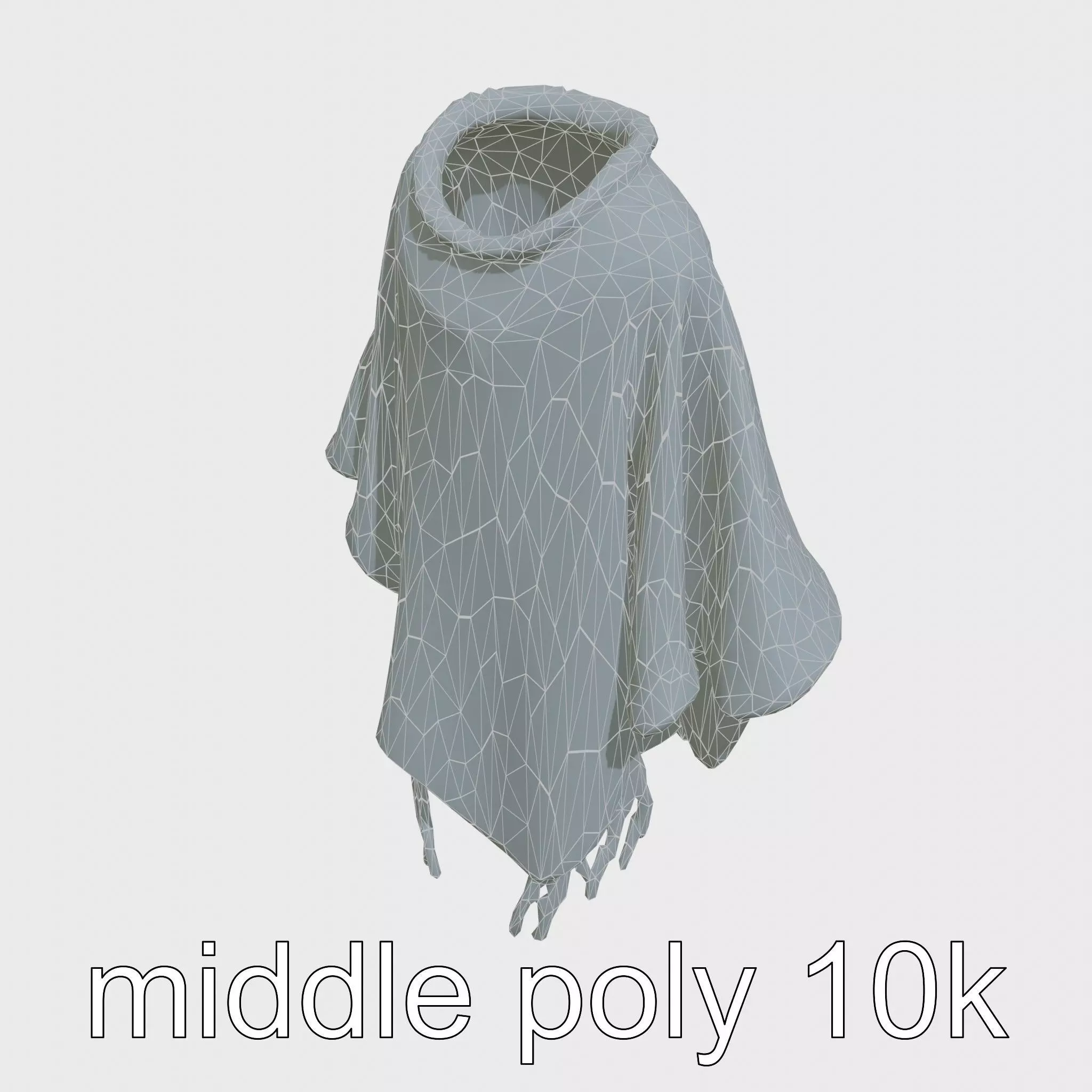 Poncho with Fringed Edges and Belt Tie Low-poly 3D model_0