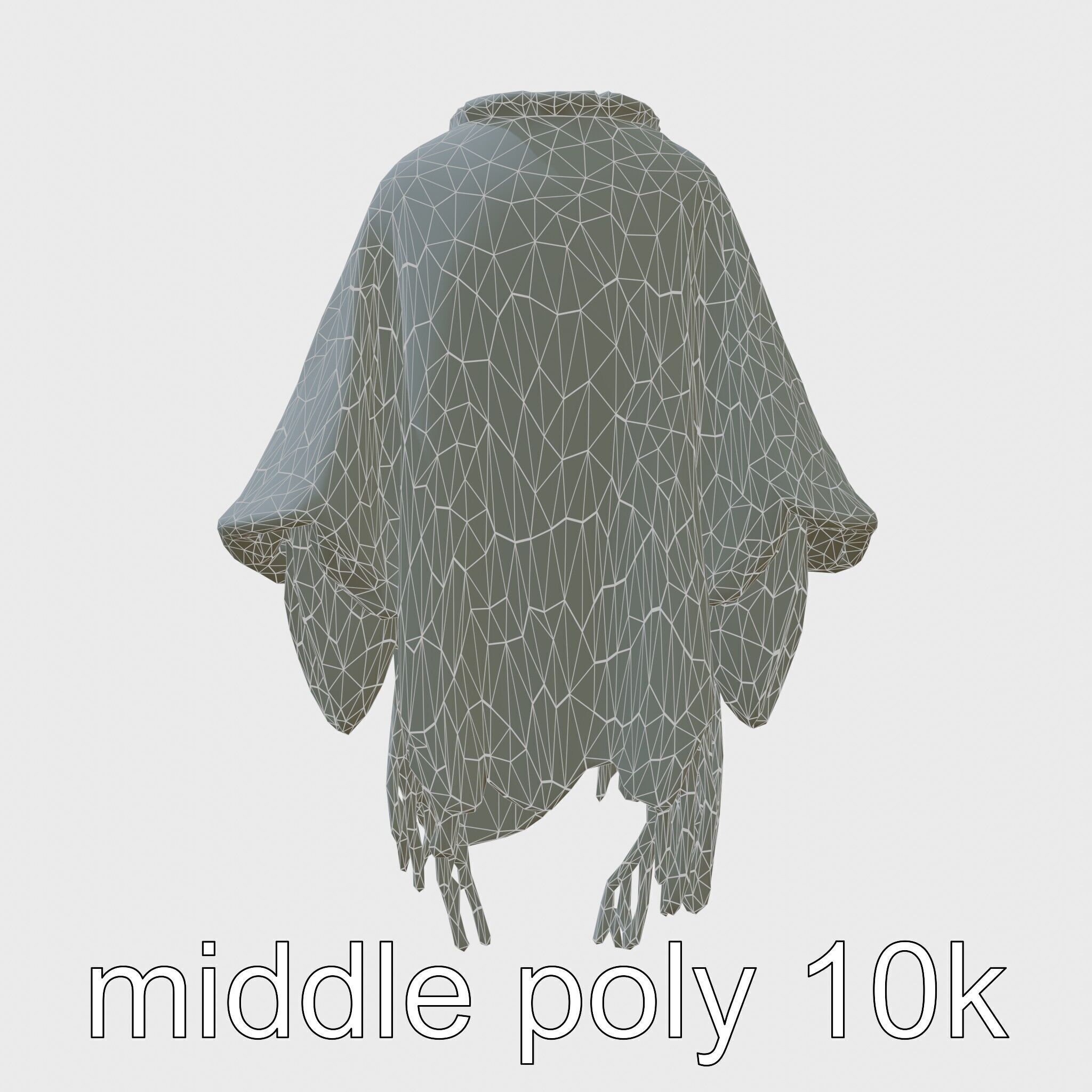 Poncho with Fringed Edges and Belt Tie Low-poly 3D model_24