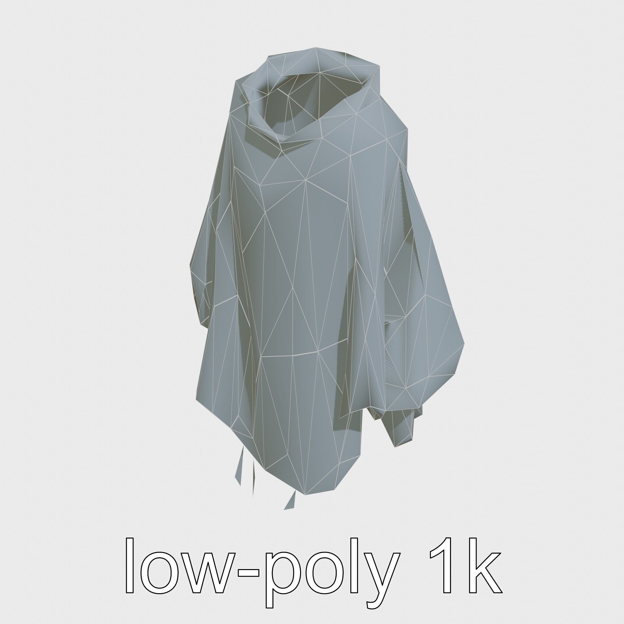 Poncho with Fringed Edges and Belt Tie Low-poly 3D model_27