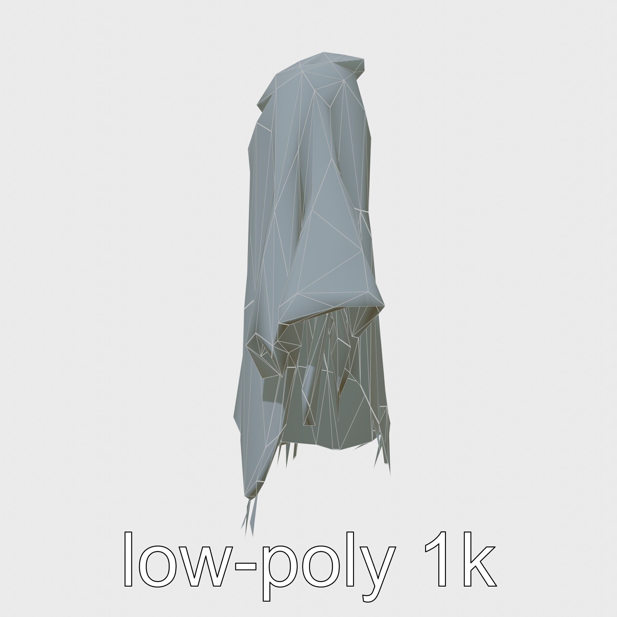 Poncho with Fringed Edges and Belt Tie Low-poly 3D model_21