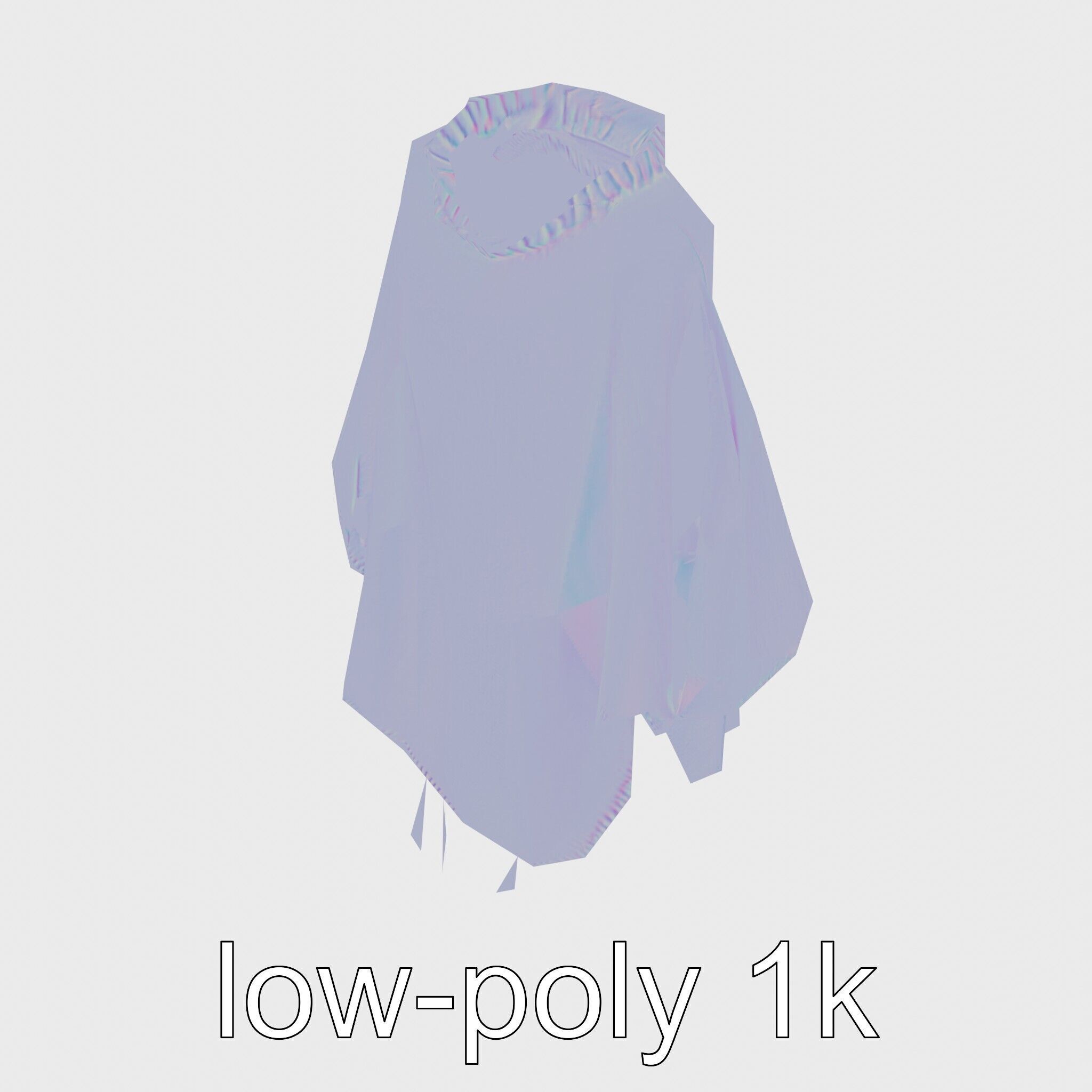 Poncho with Fringed Edges and Belt Tie Low-poly 3D model_15