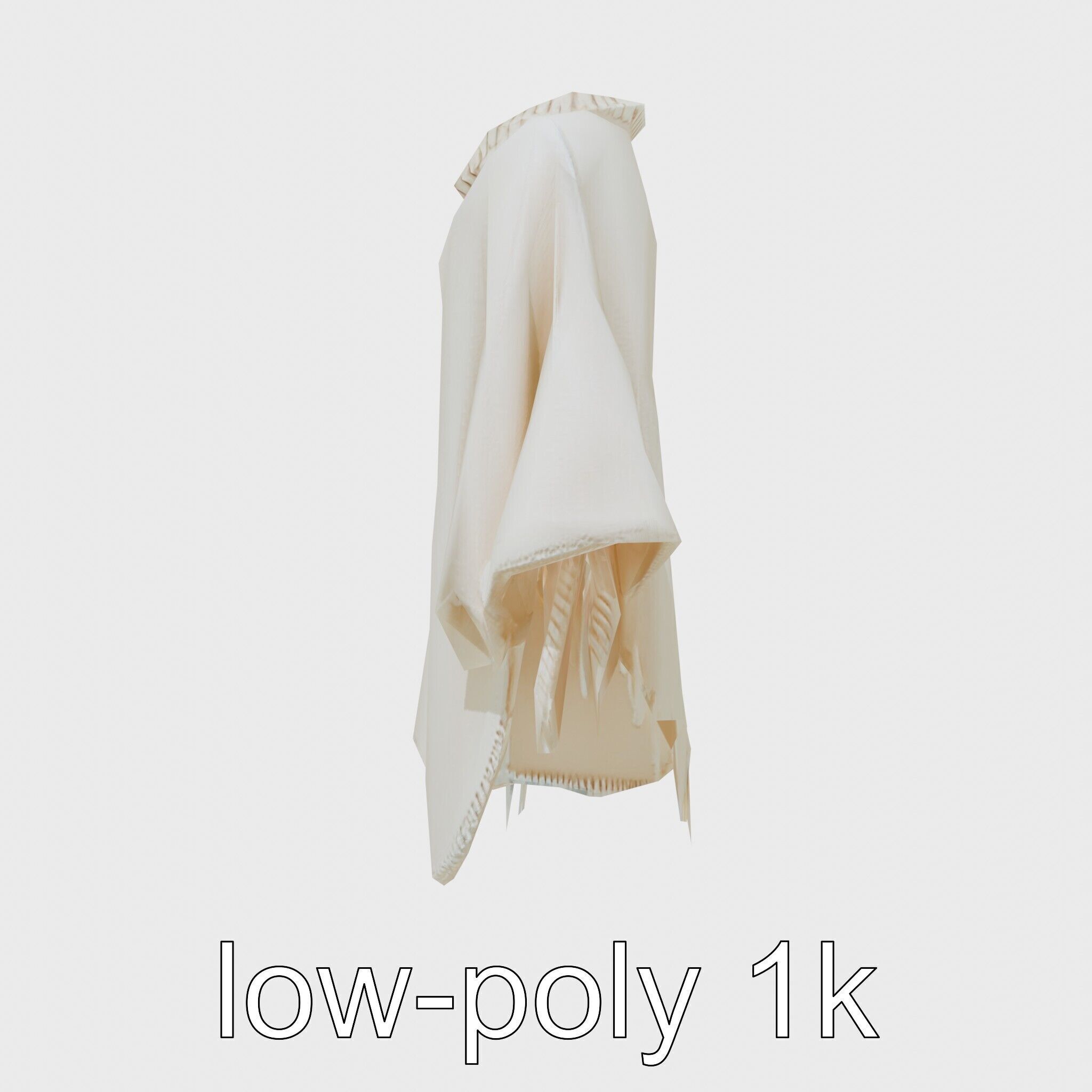 Poncho with Fringed Edges and Belt Tie Low-poly 3D model_13