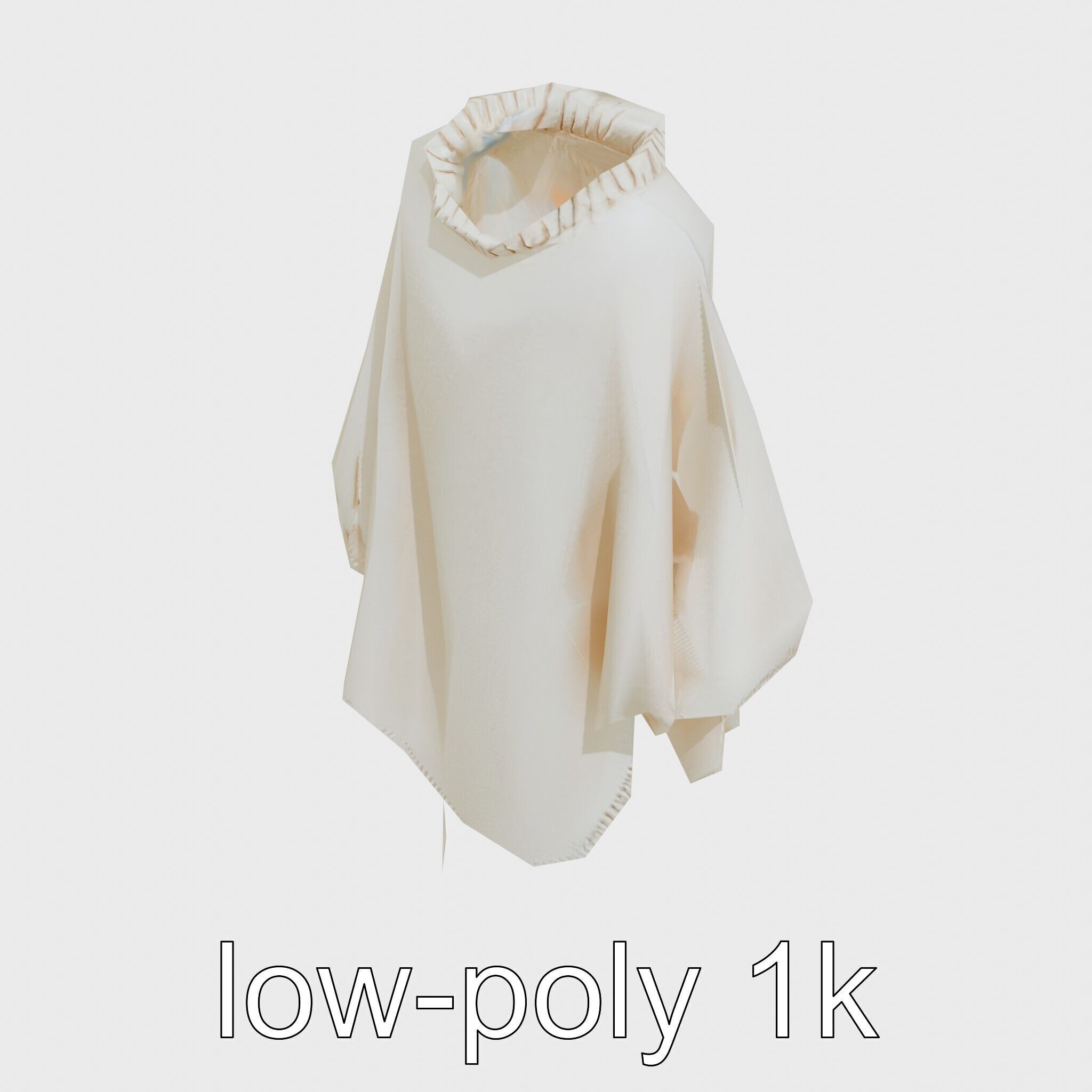 Poncho with Fringed Edges and Belt Tie Low-poly 3D model_25