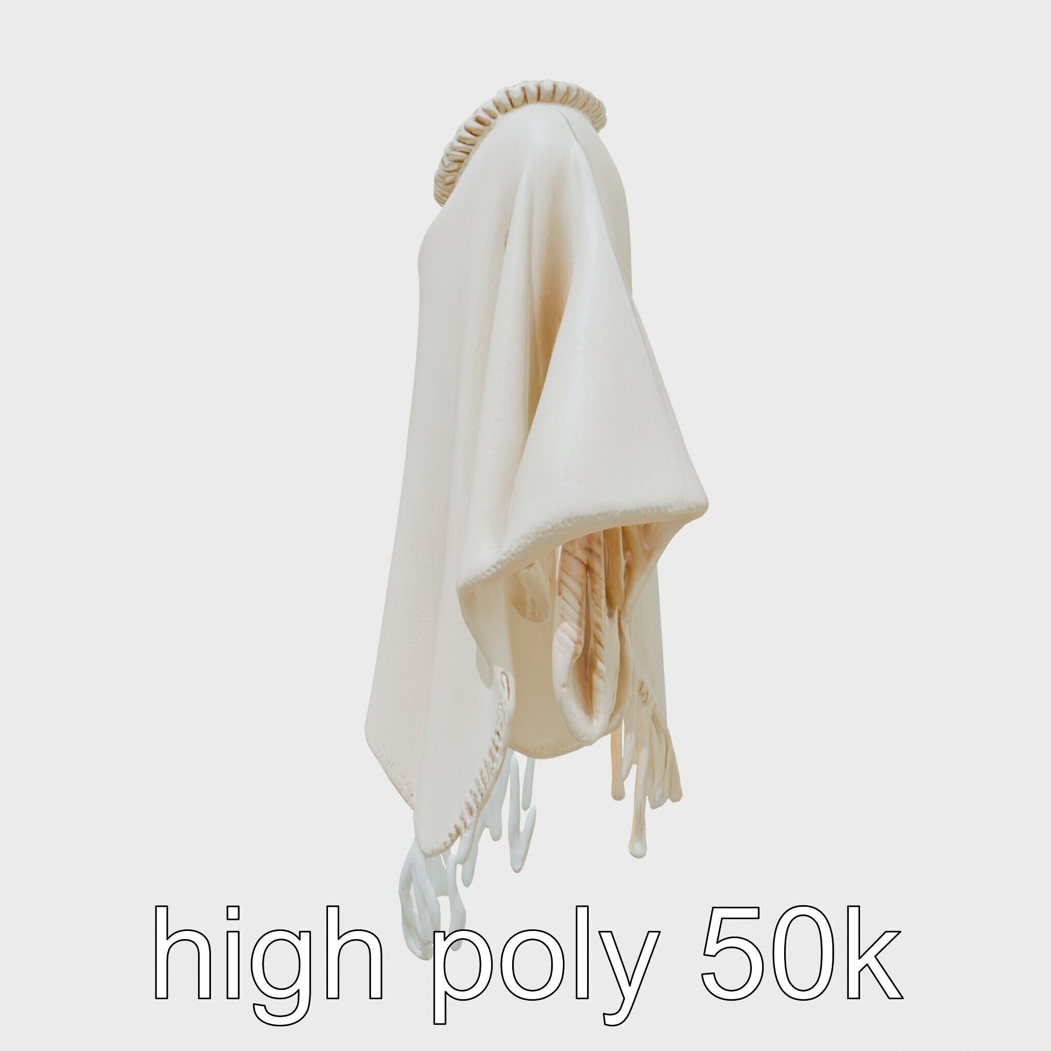 Poncho with Fringed Edges and Belt Tie Low-poly 3D model_20