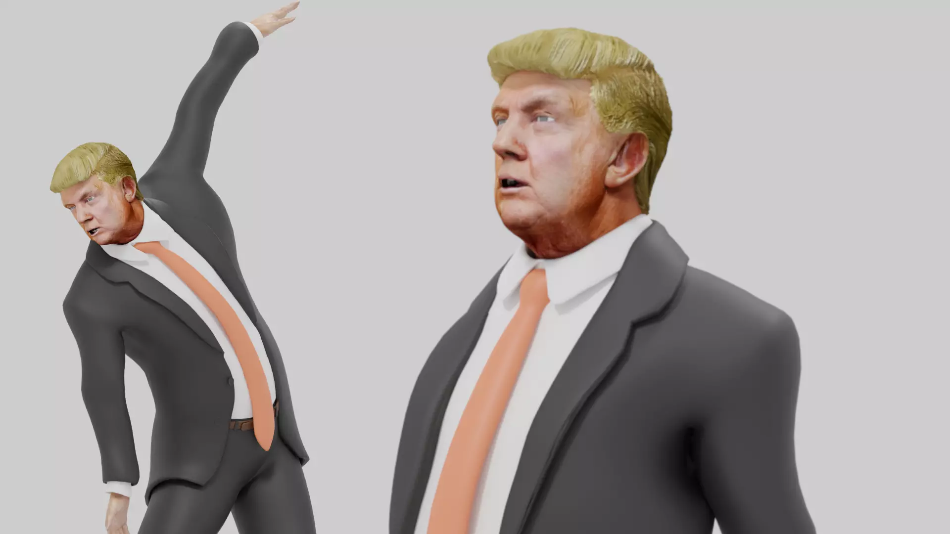Donald trump hyper-realistic character speaking and dancing 3D model