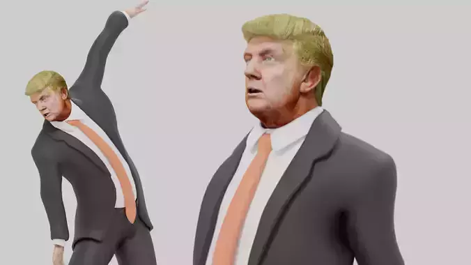 Donald trump hyper-realistic character speaking and dancing 3D model