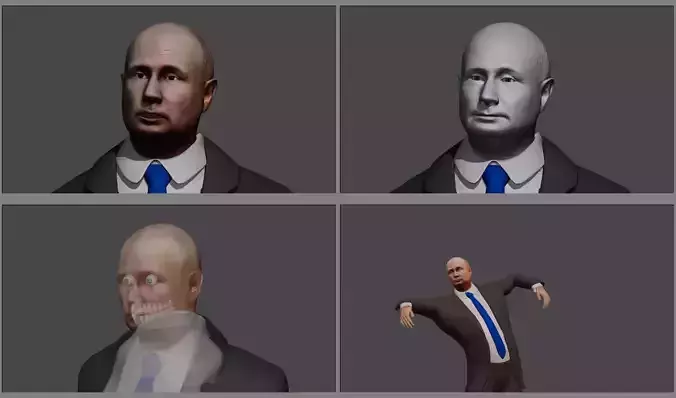 Putin hyper-realistic character giving speech and dancing  3D model
