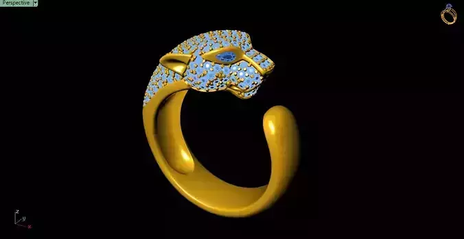 Lion or Tiger Face 3d printable ring
