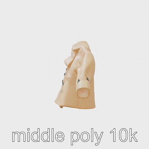 Oversize Double-Breasted Coat Model Low-poly 3D model