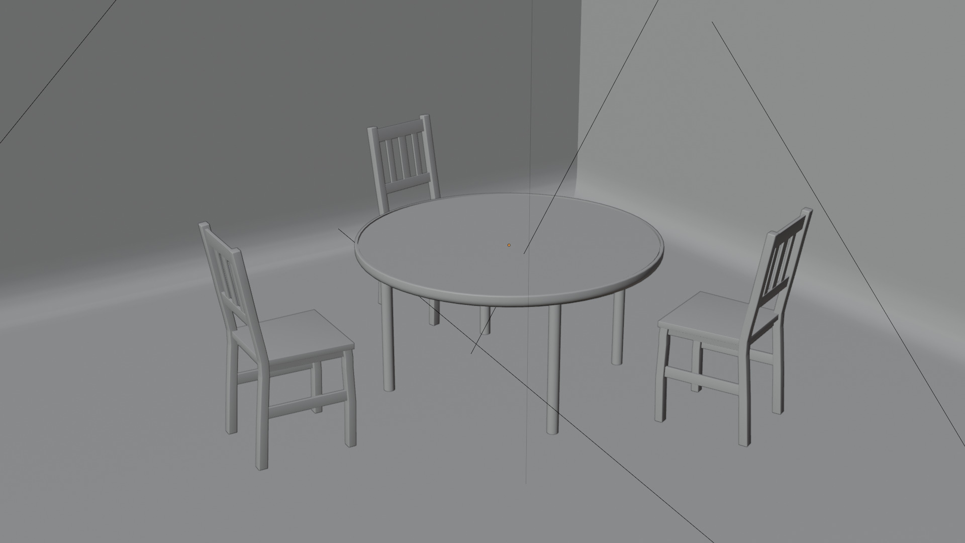 Vintage Wooden Dining Set with Round Table and Chairs Low-poly 3D model_5