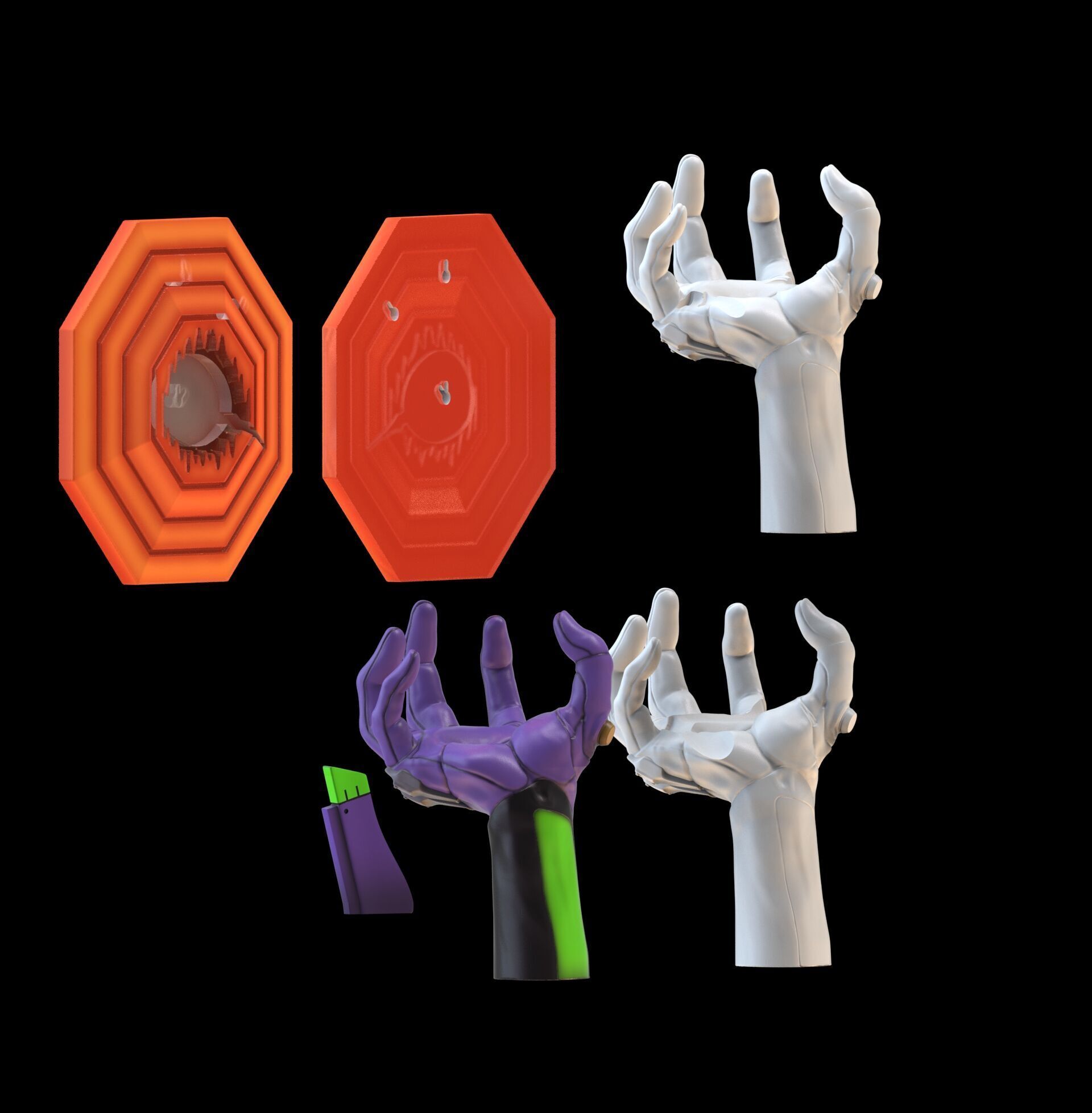 Evangelion 01 Hand Wall Display Hanger Controller Stand Holder 3D print model_35