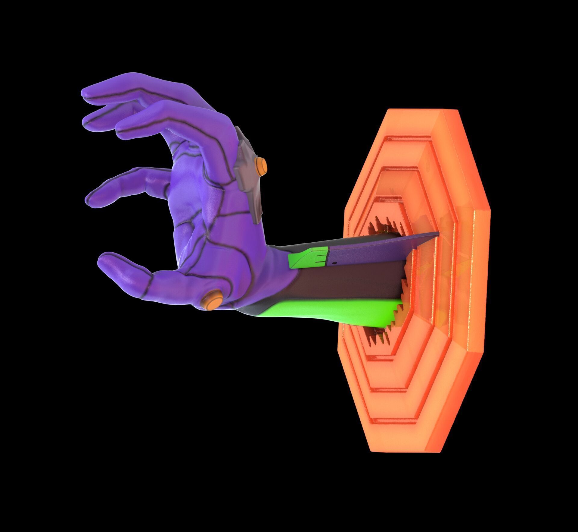 Evangelion 01 Hand Wall Display Hanger Controller Stand Holder 3D print model_1