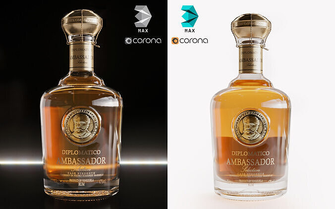 Ambassador Bottle Alcohol Rum 3D model 3D model