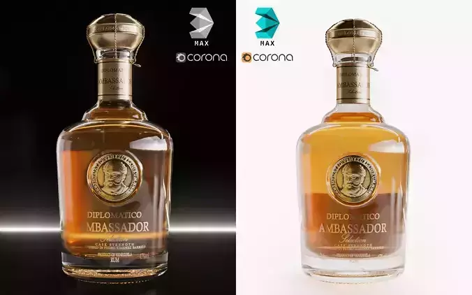 Ambassador Bottle Alcohol Rum 3D model 3D model