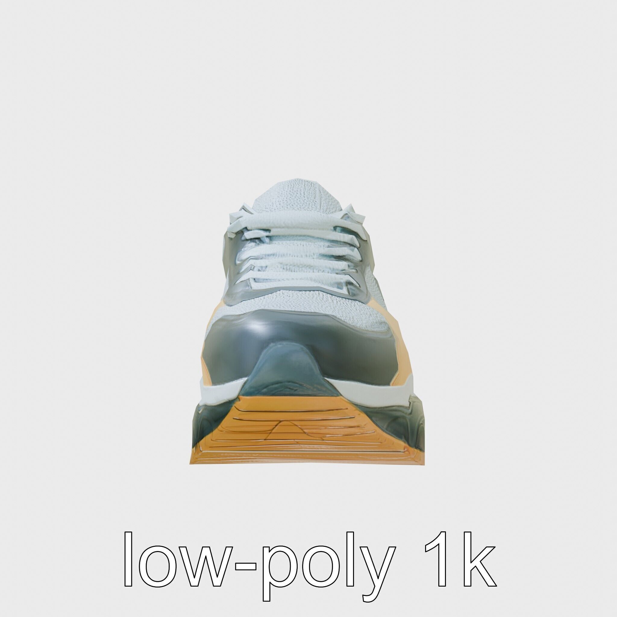 Colorful High-top Sneakers with Chunky Sole Low-poly 3D model_7