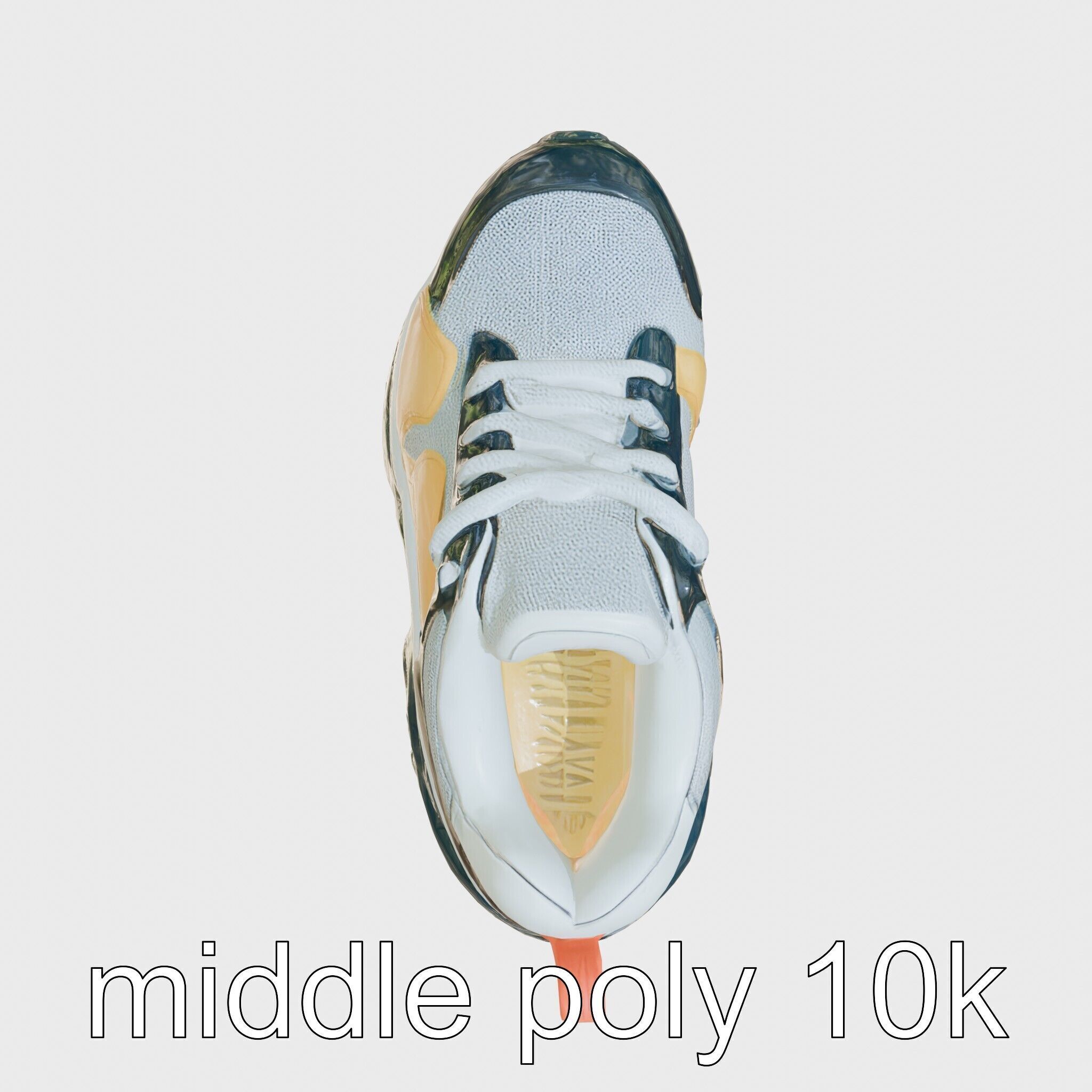 Colorful High-top Sneakers with Chunky Sole Low-poly 3D model_12