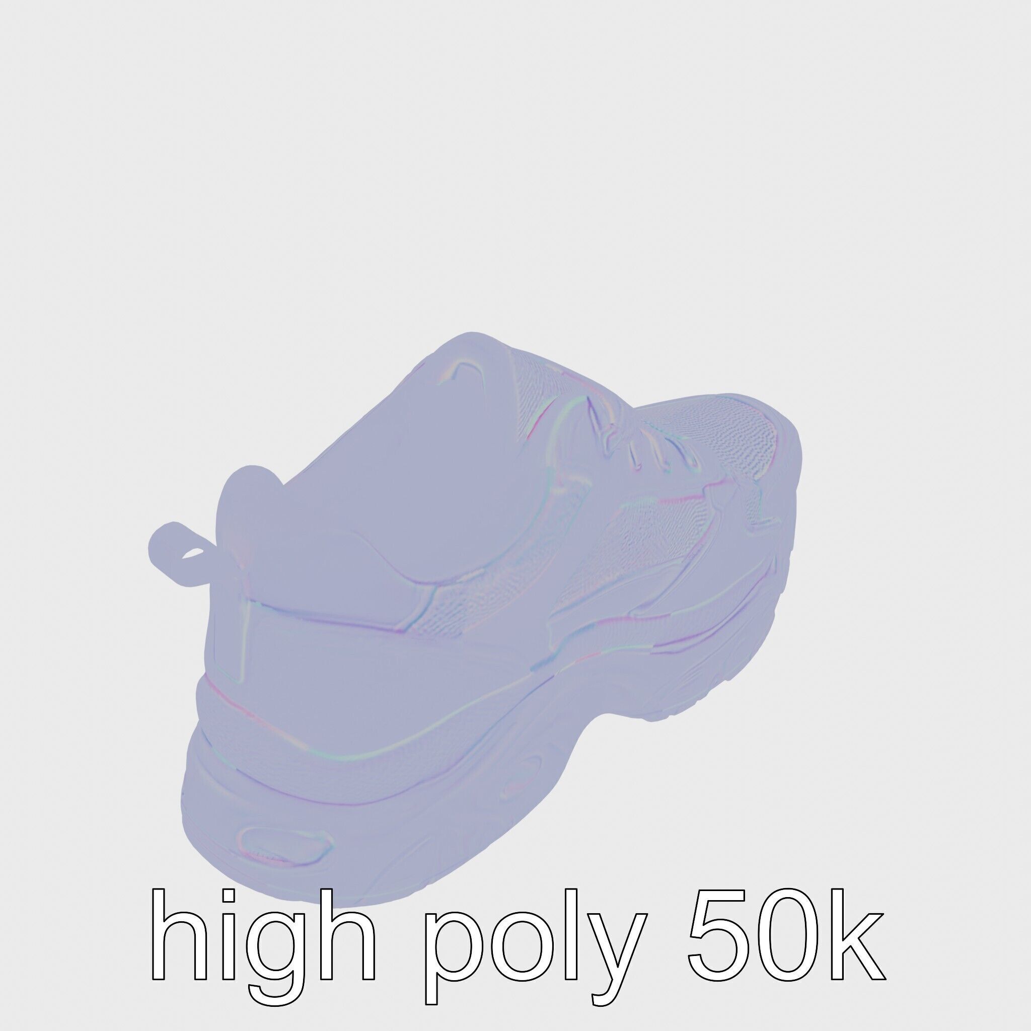 Colorful High-top Sneakers with Chunky Sole Low-poly 3D model_15