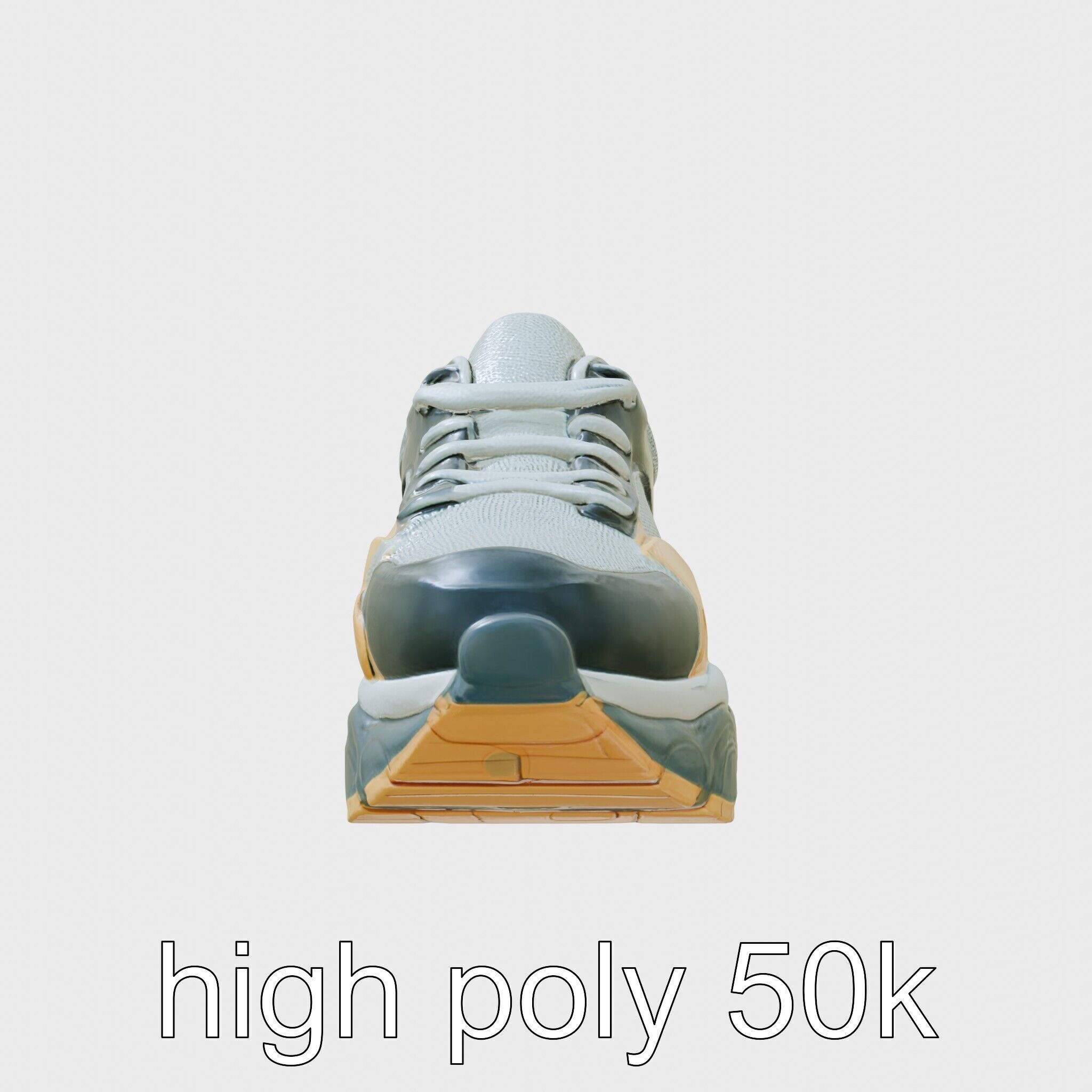 Colorful High-top Sneakers with Chunky Sole Low-poly 3D model_5