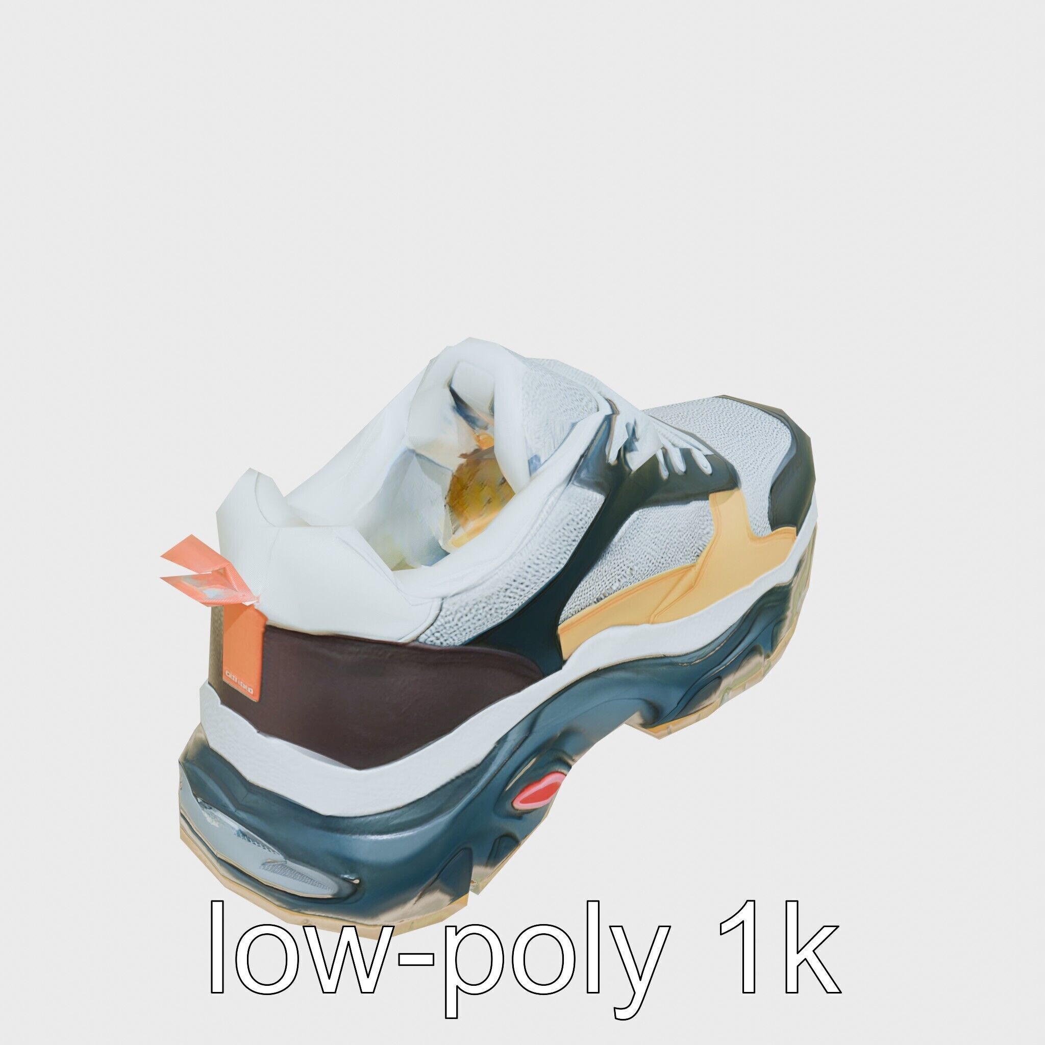 Colorful High-top Sneakers with Chunky Sole Low-poly 3D model_13