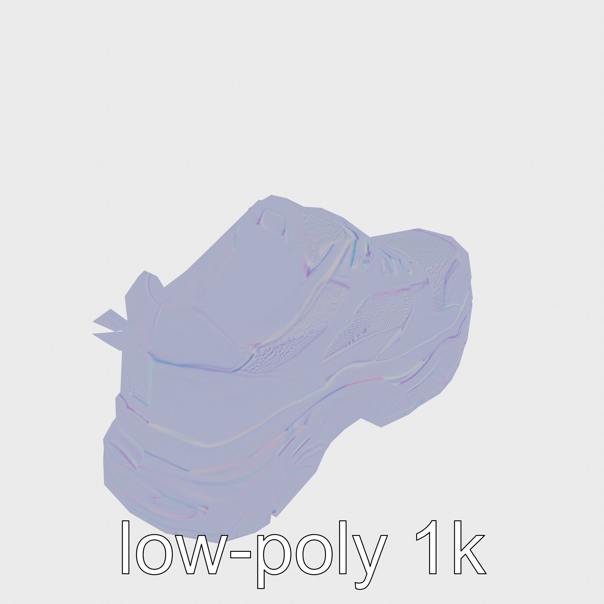 Colorful High-top Sneakers with Chunky Sole Low-poly 3D model_24